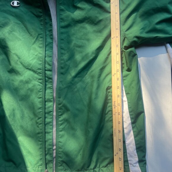 Champion Authentic Green & White Windbreaker Hoodie Size M - Picture 4 of 11